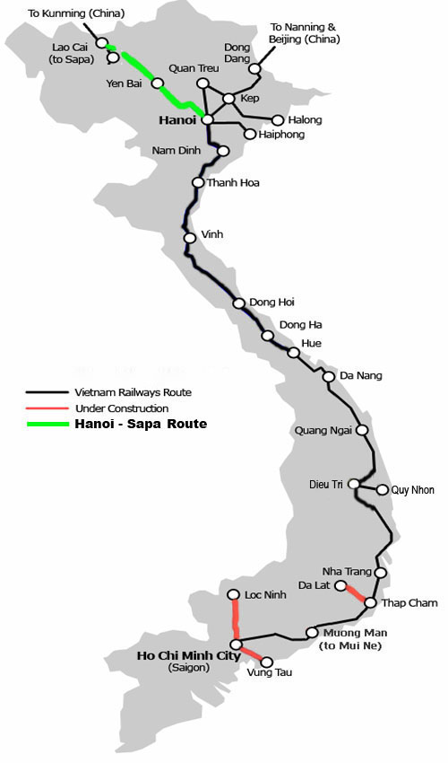 Hanoi to Sapa Train Map